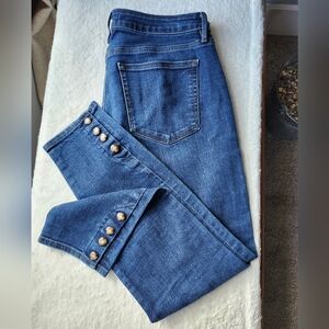 LOFT Blue Ankle Button-Hem Jeans